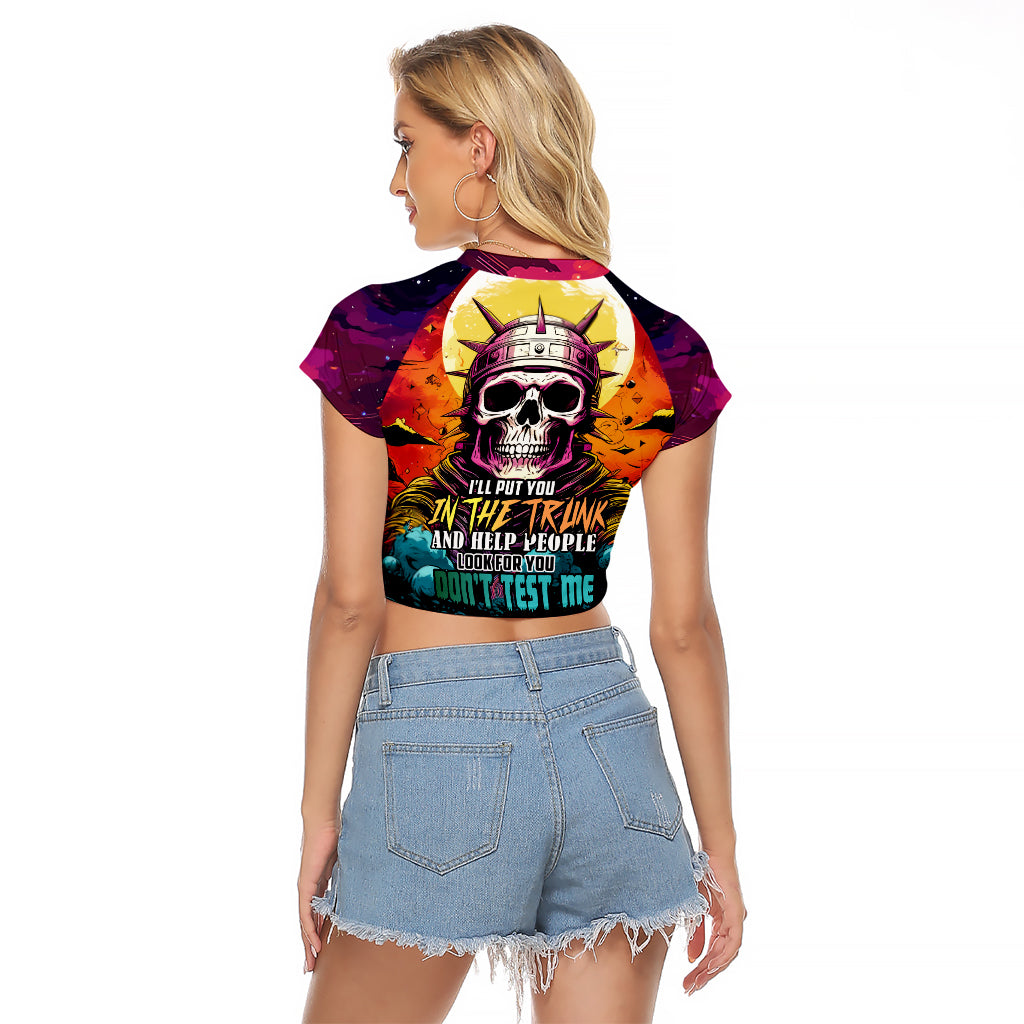 Skull Space Raglan Cropped T Shirt I'll Put You In The Trunk - Wonder Print Shop