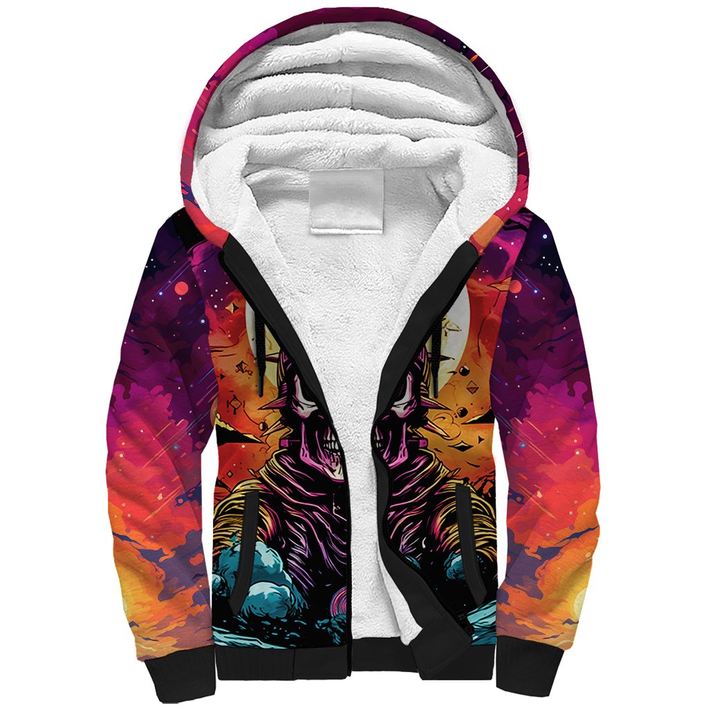 Skull Space Sherpa Hoodie I'll Put You In The Trunk - Wonder Print Shop