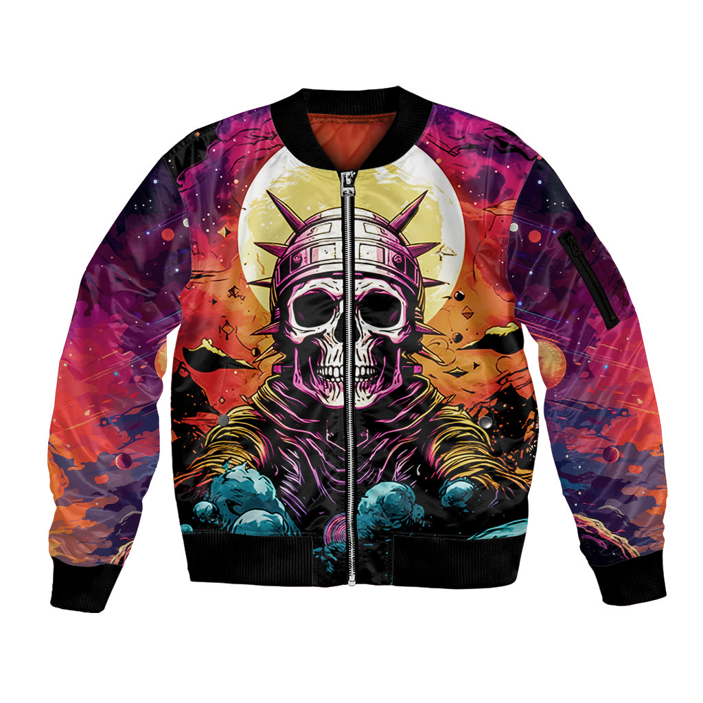 Skull Space Sleeve Zip Bomber Jacket I'll Put You In The Trunk - Wonder Print Shop