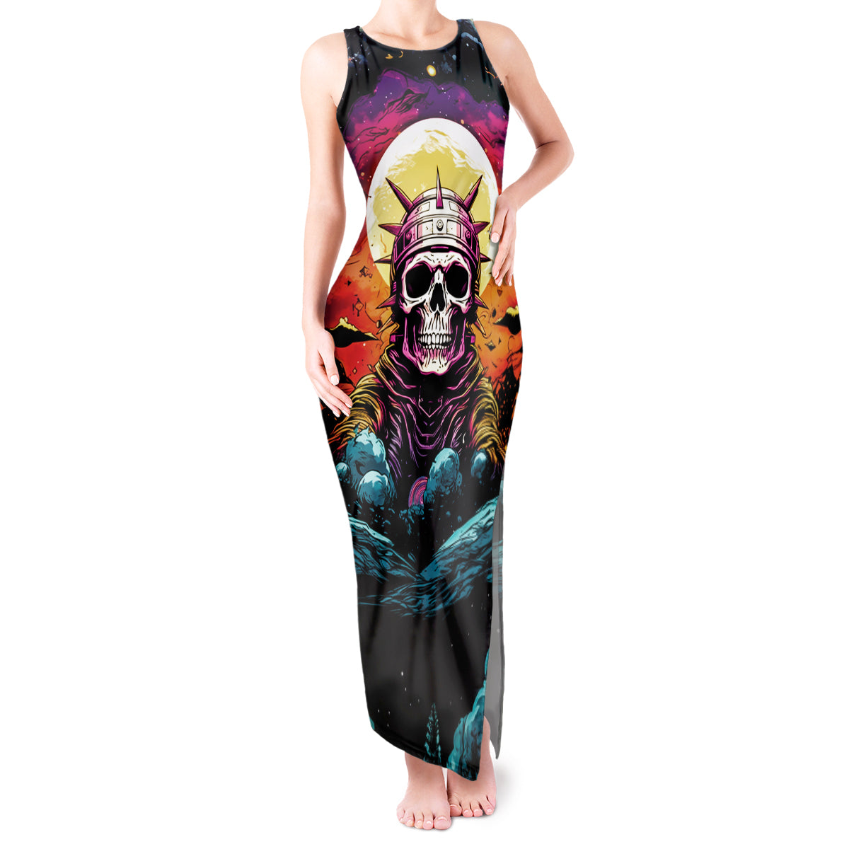Skull Space Tank Maxi Dress I'll Put You In The Trunk - Wonder Print Shop
