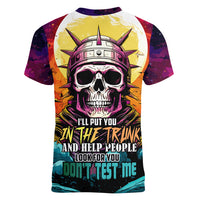 Skull Space Women V Neck T Shirt I'll Put You In The Trunk - Wonder Print Shop