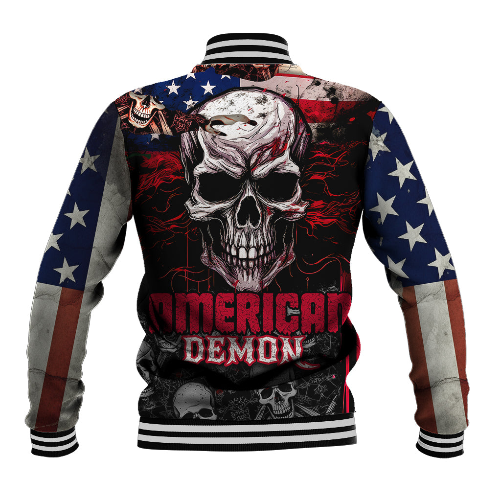 Skull Baseball Jacket American Demon - Wonder Print Shop