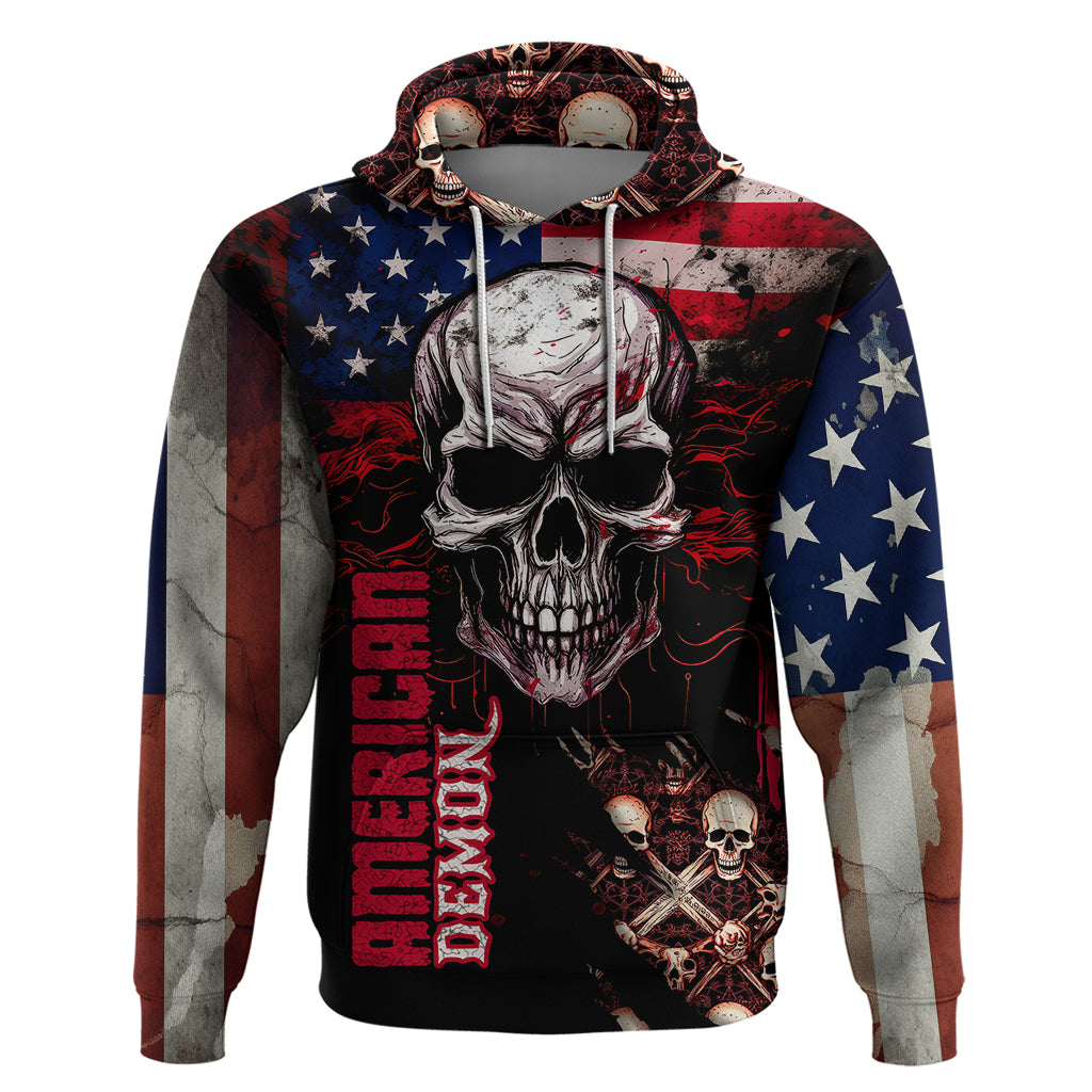 Skull Hoodie American Demon - Wonder Print Shop