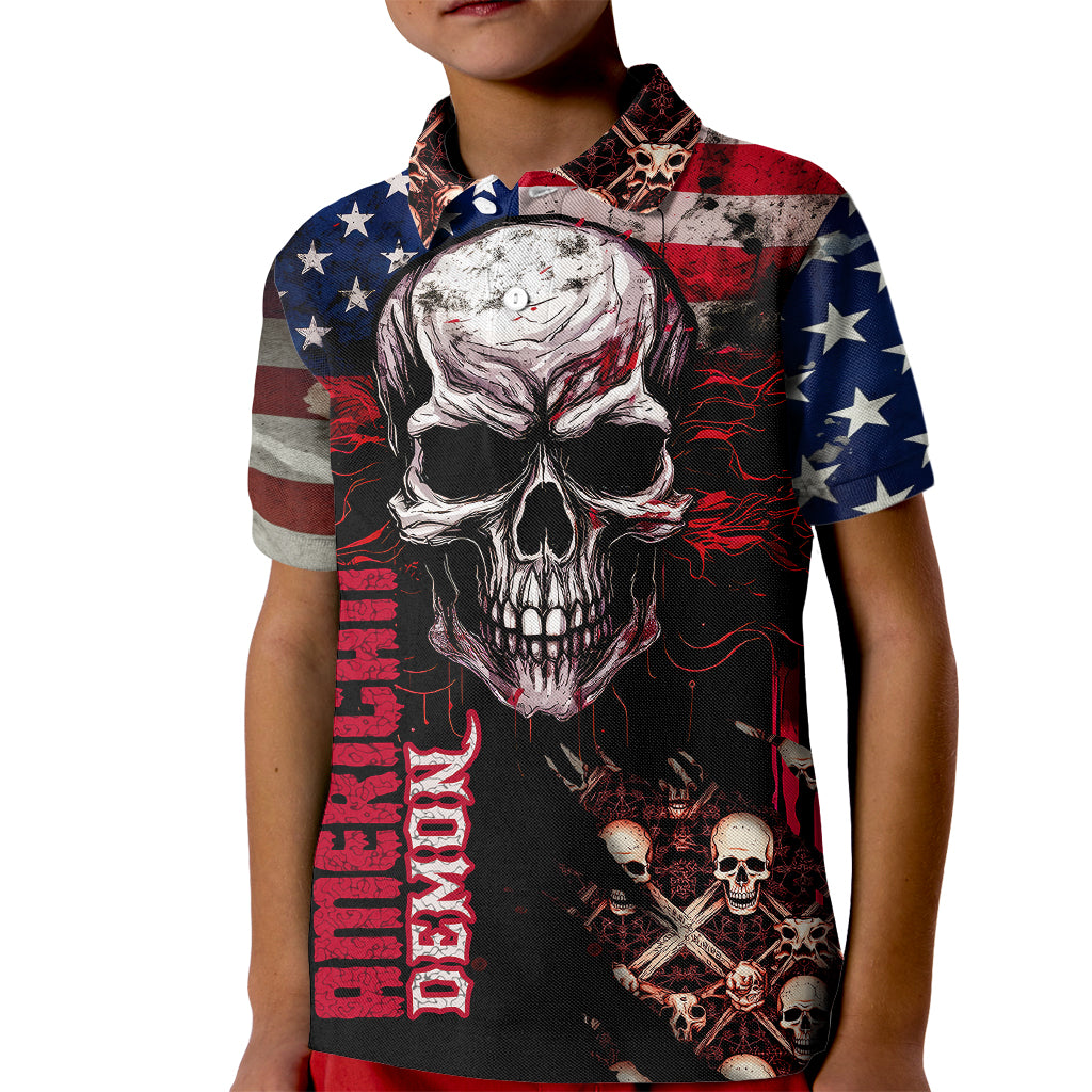 Skull Kid Polo Shirt American Demon - Wonder Print Shop