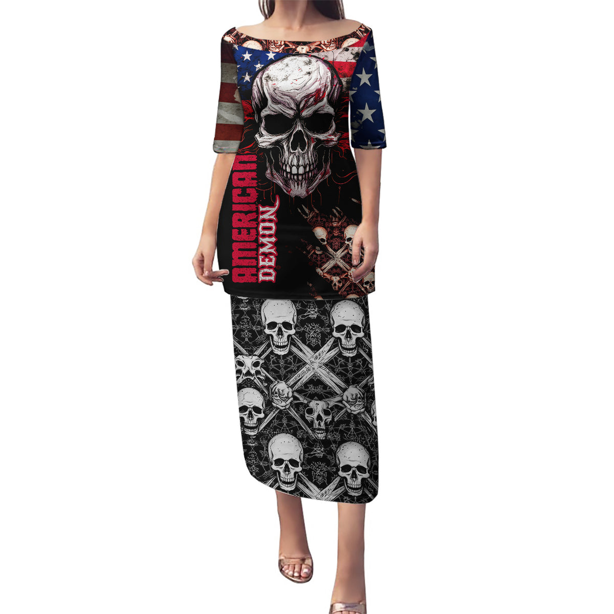 Skull Puletasi American Demon - Wonder Print Shop