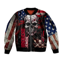 Skull Sleeve Zip Bomber Jacket American Demon - Wonder Print Shop