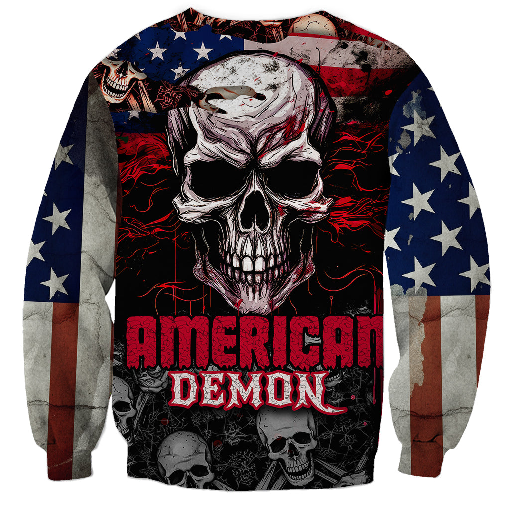 Skull Sweatshirt American Demon - Wonder Print Shop