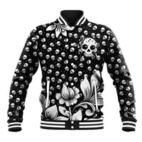 Skull Baseball Jacket Cute Skull Fun and Floral - Wonder Print Shop