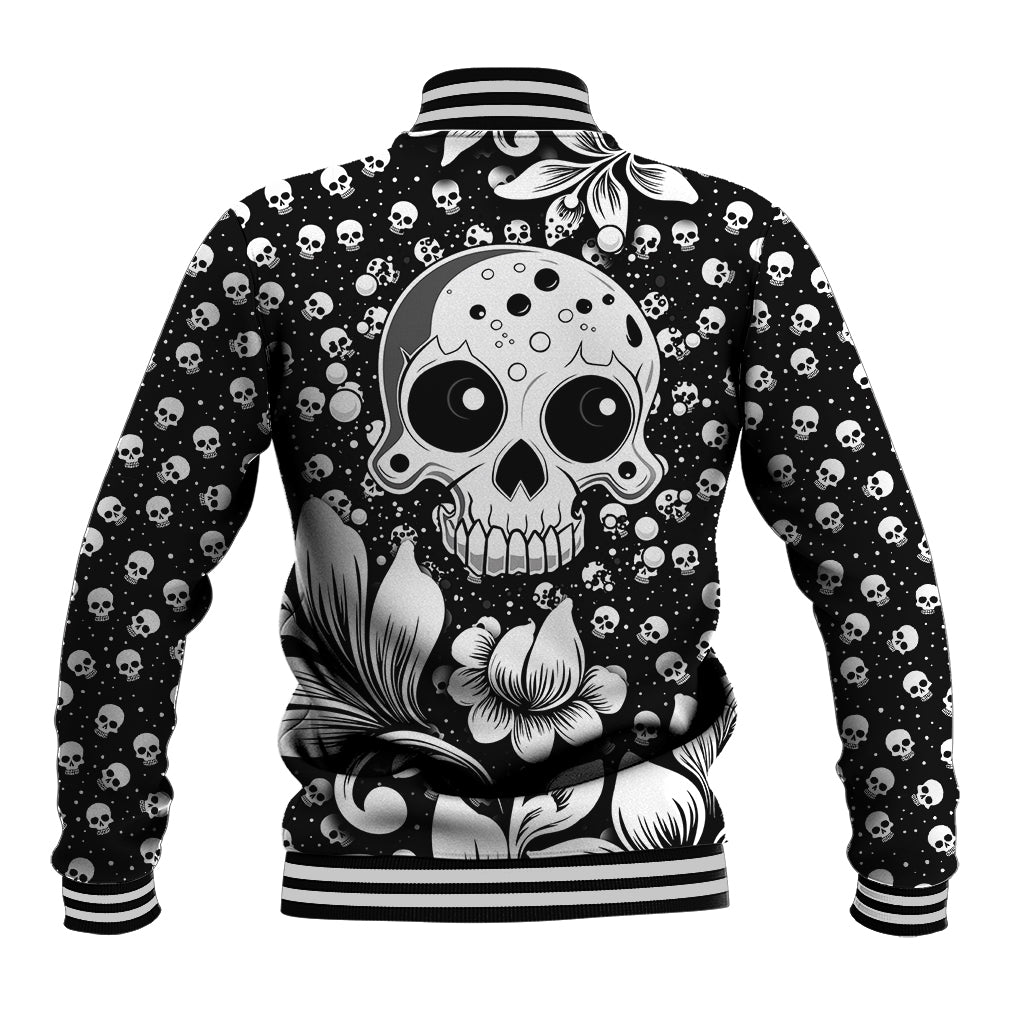 Skull Baseball Jacket Cute Skull Fun and Floral - Wonder Print Shop