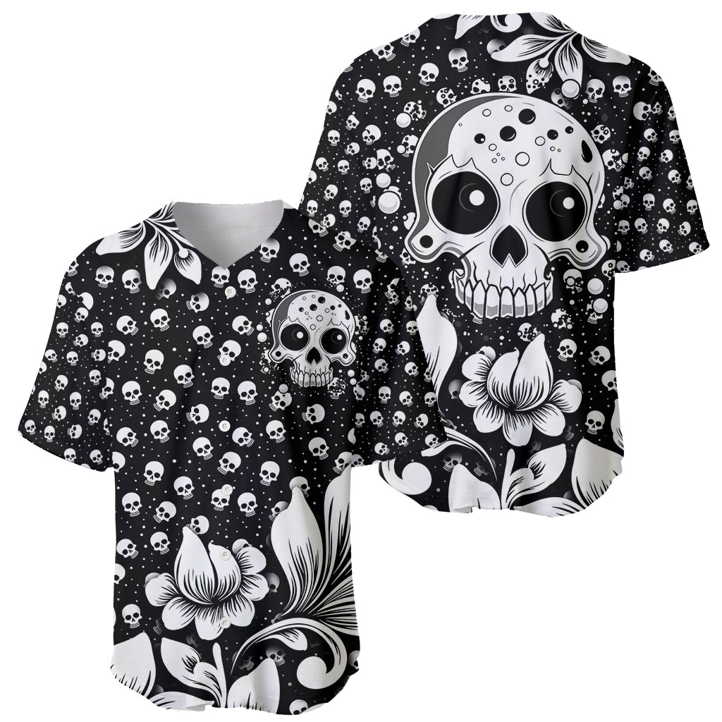 Skull Baseball Jersey Cute Skull Fun and Floral - Wonder Print Shop