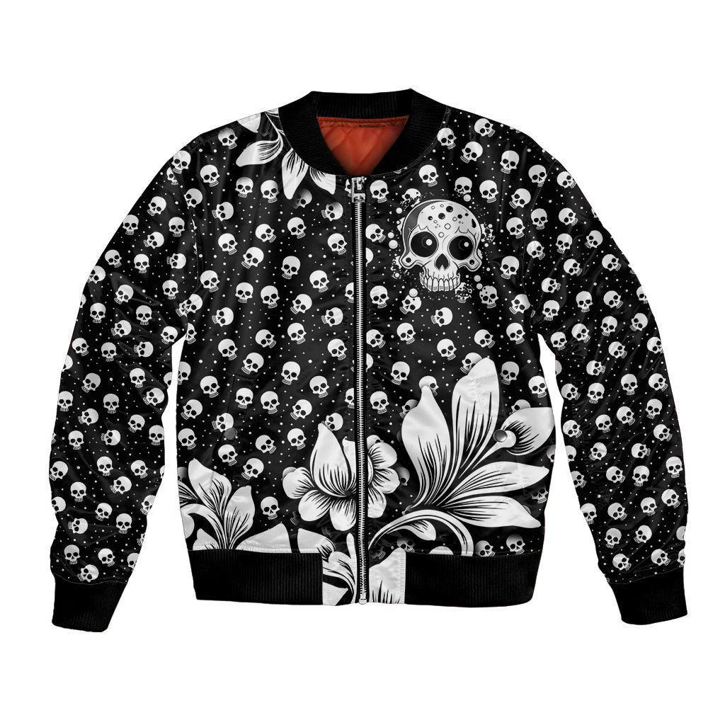 Skull Bomber Jacket Cute Skull Fun and Floral - Wonder Print Shop