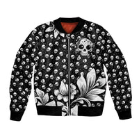 Skull Bomber Jacket Cute Skull Fun and Floral - Wonder Print Shop