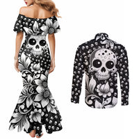skull-couples-matching-mermaid-dress-and-long-sleeve-button-shirts-cute-skull-fun-and-floral