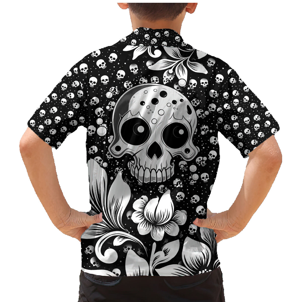 Skull Family Matching Mermaid Dress and Hawaiian Shirt Cute Skull Fun and Floral - Wonder Print Shop