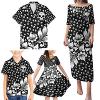 Skull Family Matching Puletasi Dress and Hawaiian Shirt Cute Skull Fun and Floral - Wonder Print Shop