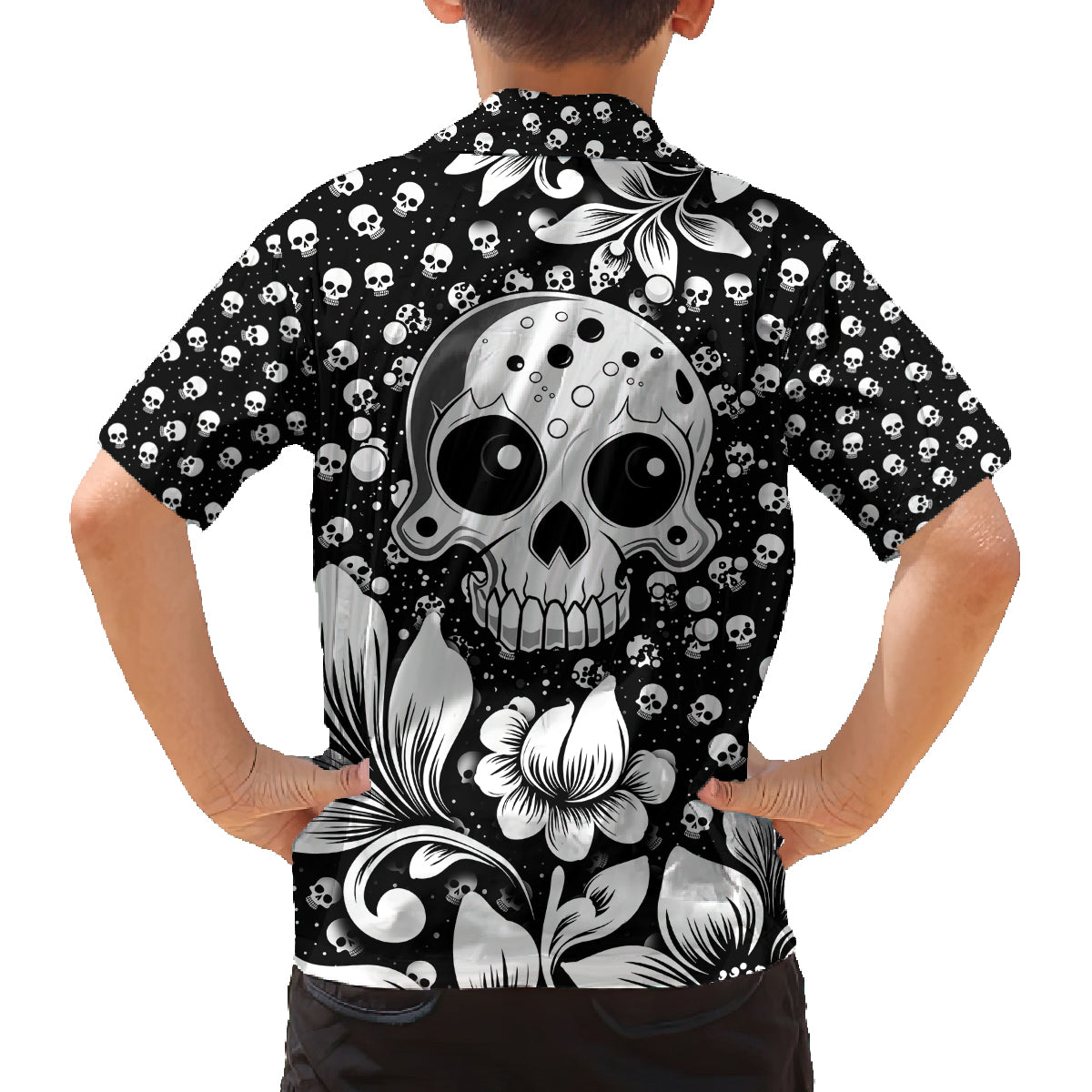 Skull Family Matching Tank Maxi Dress and Hawaiian Shirt Cute Skull Fun and Floral - Wonder Print Shop