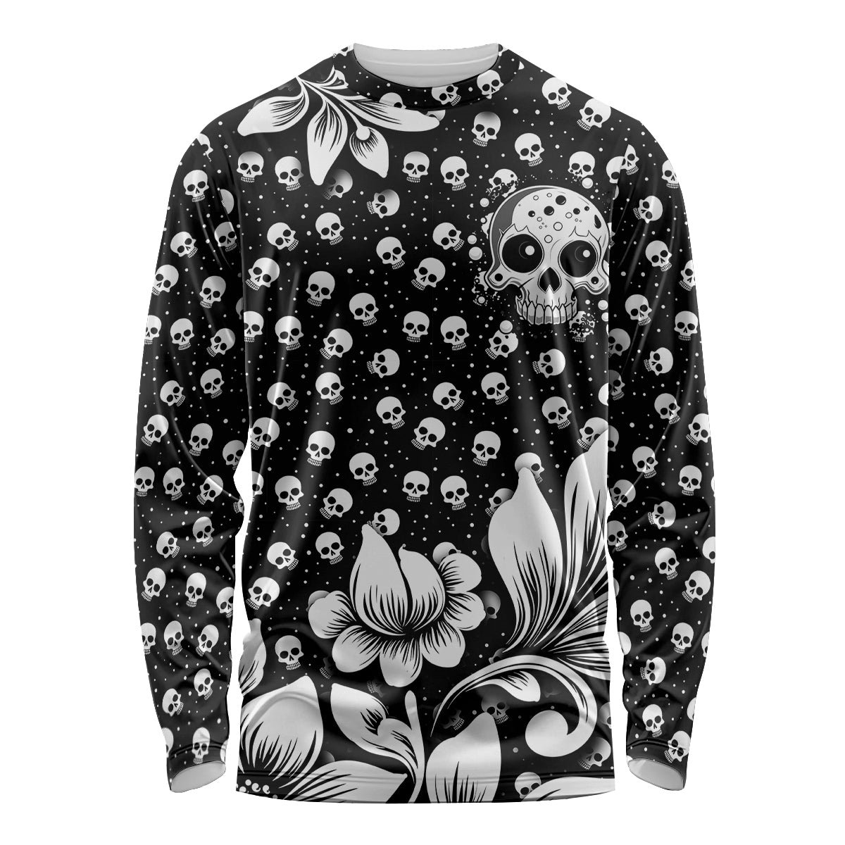 Skull Long Sleeve Shirt Cute Skull Fun and Floral - Wonder Print Shop