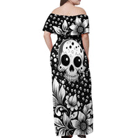 Skull Off Shoulder Maxi Dress Cute Skull Fun and Floral - Wonder Print Shop