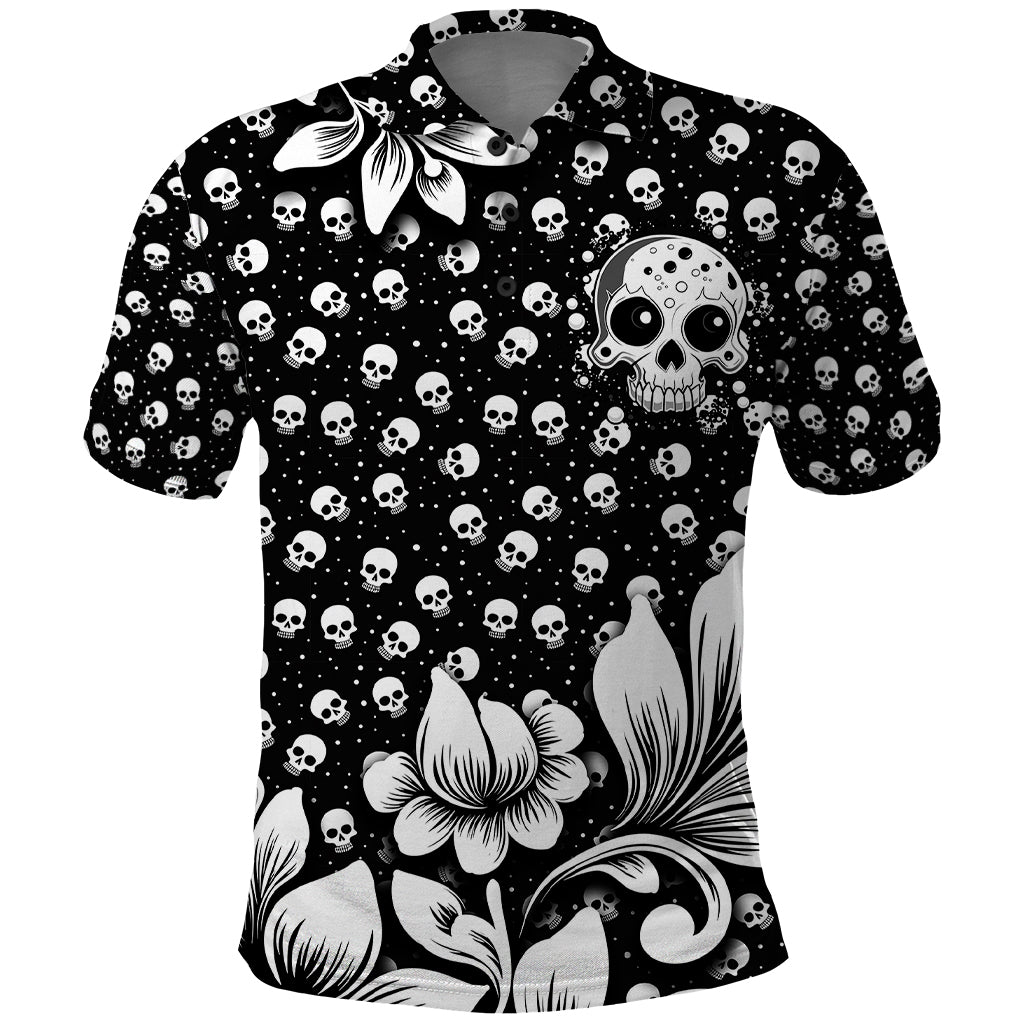 Skull Polo Shirt Cute Skull Fun and Floral - Wonder Print Shop