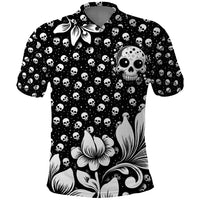 Skull Polo Shirt Cute Skull Fun and Floral - Wonder Print Shop