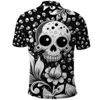 Skull Polo Shirt Cute Skull Fun and Floral - Wonder Print Shop