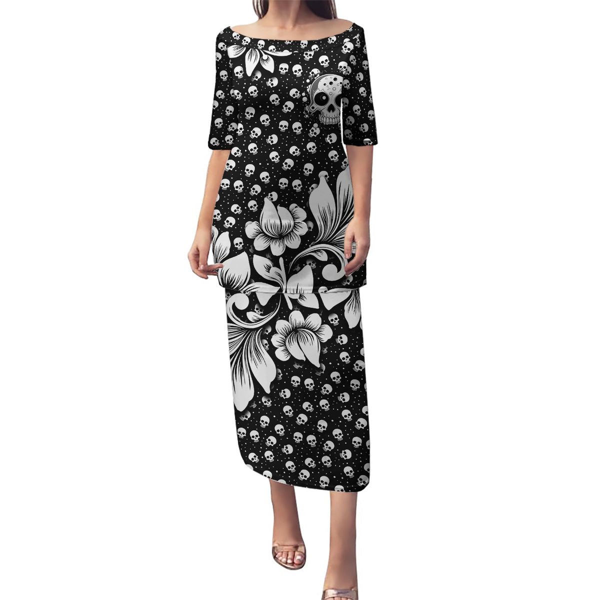 Skull Puletasi Cute Skull Fun and Floral - Wonder Print Shop