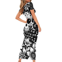 Skull Short Sleeve Bodycon Dress Cute Skull Fun and Floral - Wonder Print Shop