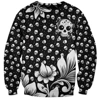 Skull Sweatshirt Cute Skull Fun and Floral - Wonder Print Shop
