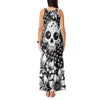 Skull Tank Maxi Dress Cute Skull Fun and Floral - Wonder Print Shop