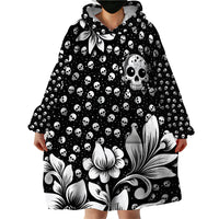 Skull Wearable Blanket Hoodie Cute Skull Fun and Floral - Wonder Print Shop