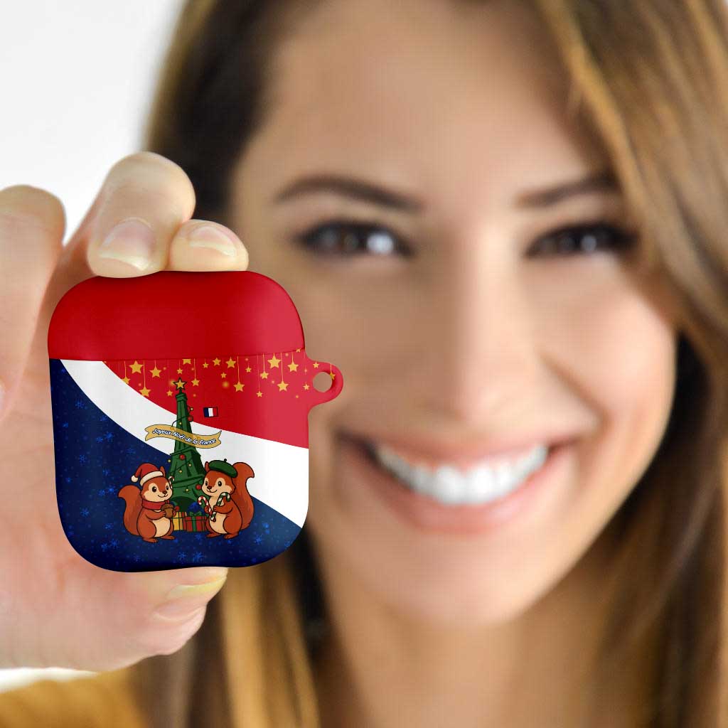 France Christmas AirPods Case with Eiffel Tower Chipmunks Candy Canes and Starry Night Design - Wonder Print Shop
