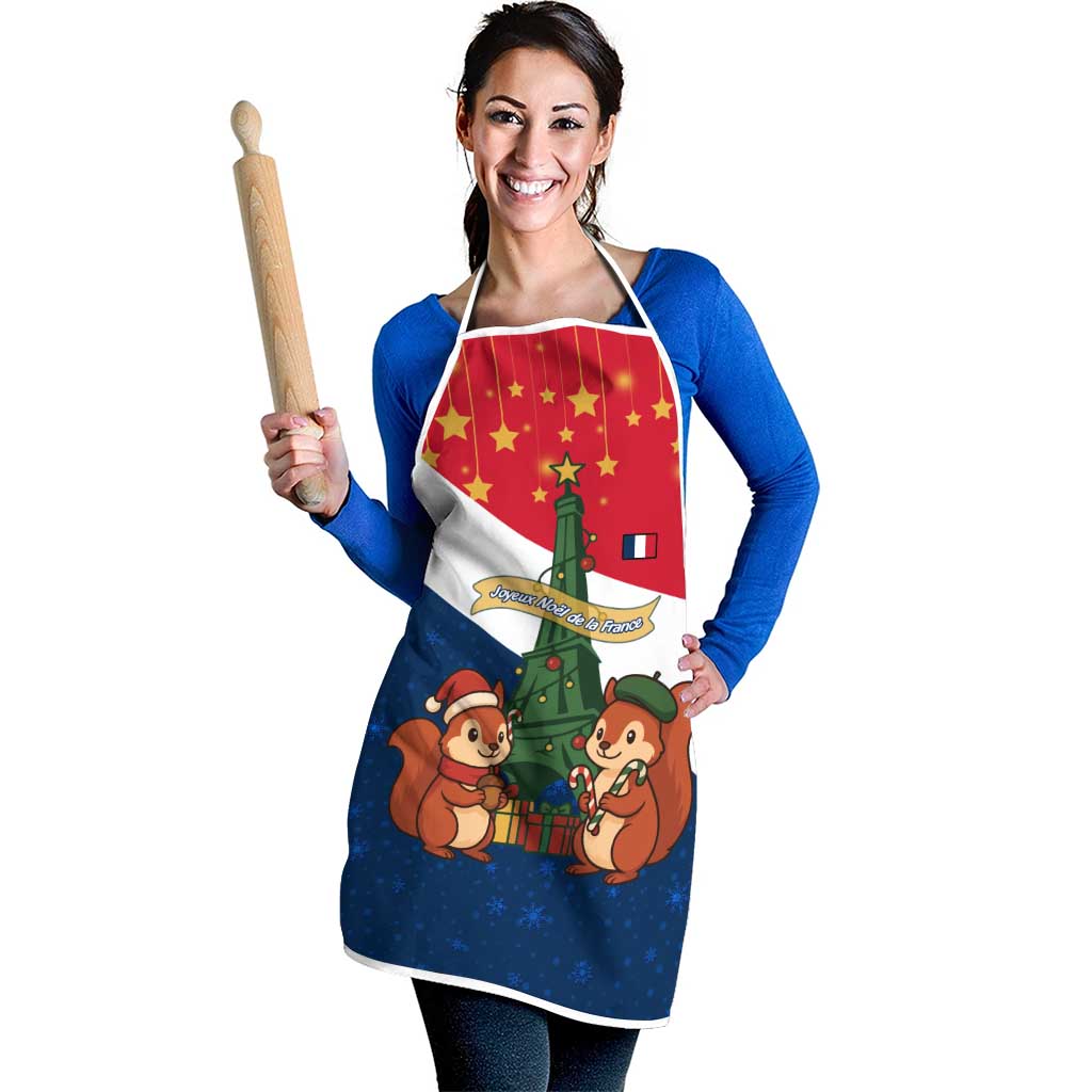 France Christmas Apron with Eiffel Tower Chipmunks Candy Canes and Starry Night Design - Wonder Print Shop