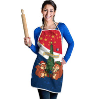 France Christmas Apron with Eiffel Tower Chipmunks Candy Canes and Starry Night Design - Wonder Print Shop