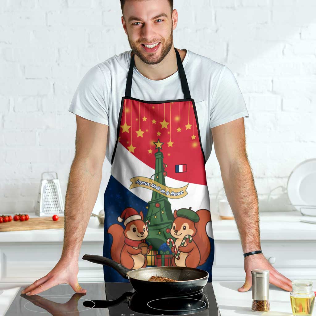 France Christmas Apron with Eiffel Tower Chipmunks Candy Canes and Starry Night Design - Wonder Print Shop