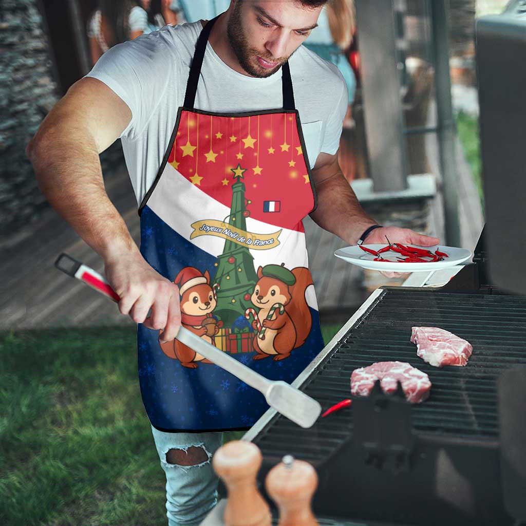 France Christmas Apron with Eiffel Tower Chipmunks Candy Canes and Starry Night Design - Wonder Print Shop