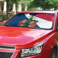 France Christmas Auto Sun Shade with Eiffel Tower Chipmunks Candy Canes and Starry Night Design - Wonder Print Shop