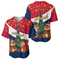 France Christmas Baseball Jersey with Eiffel Tower Chipmunks Candy Canes and Starry Night Design - Wonder Print Shop