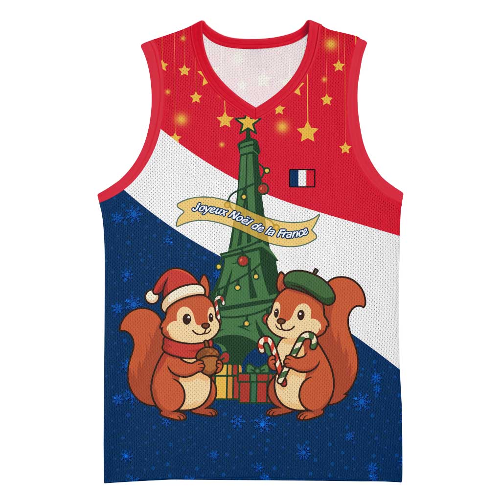 France Christmas Basketball Jersey with Eiffel Tower Chipmunks Candy Canes and Starry Night Design - Wonder Print Shop