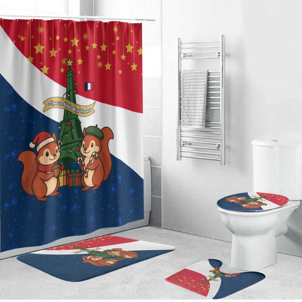 France Christmas Bathroom Set with Eiffel Tower Chipmunks Candy Canes and Starry Night Design - Wonder Print Shop