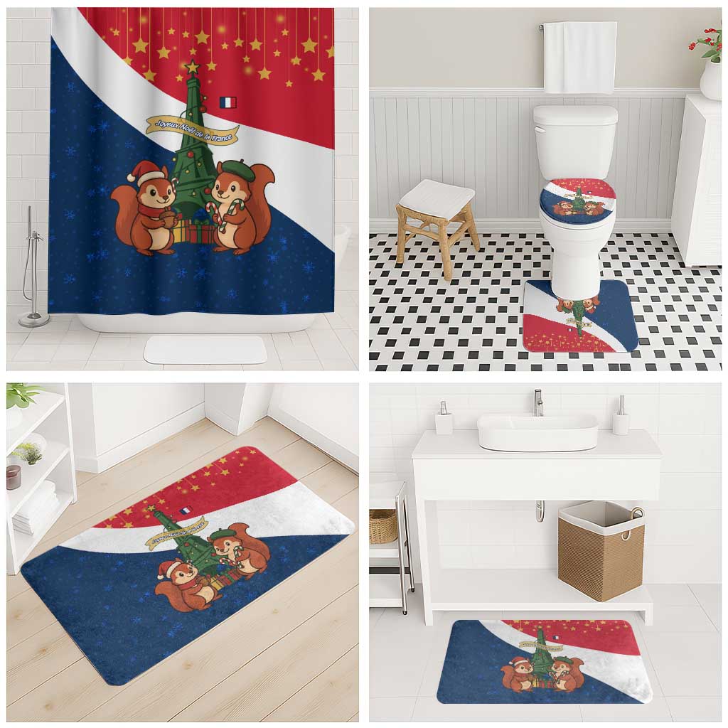 France Christmas Bathroom Set with Eiffel Tower Chipmunks Candy Canes and Starry Night Design - Wonder Print Shop