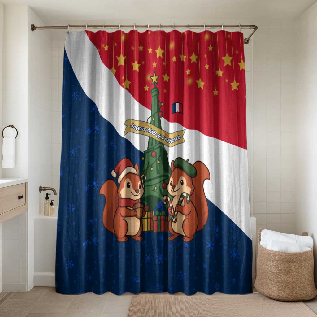 France Christmas Bathroom Set with Eiffel Tower Chipmunks Candy Canes and Starry Night Design - Wonder Print Shop