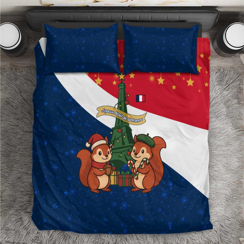 France Christmas Bedding Set with Eiffel Tower Chipmunks Candy Canes and Starry Night Design - Wonder Print Shop