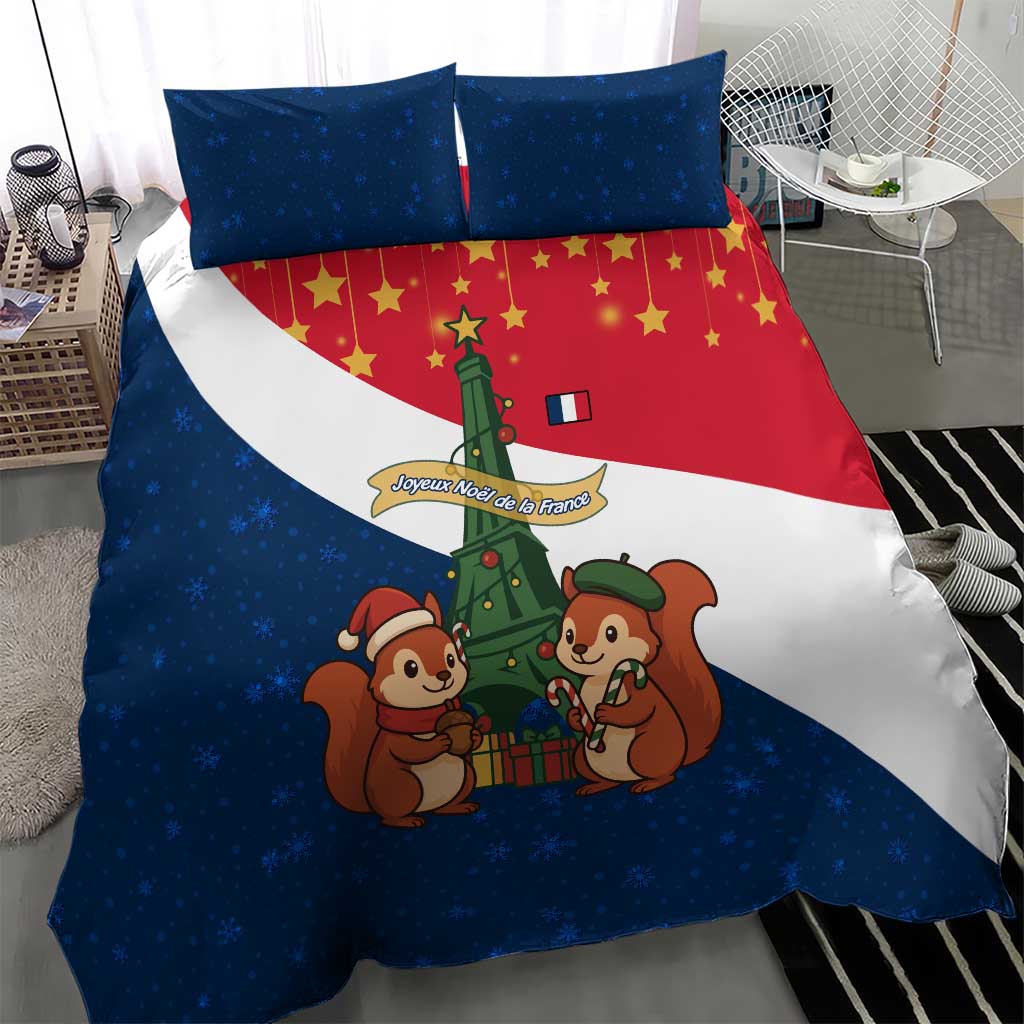 France Christmas Bedding Set with Eiffel Tower Chipmunks Candy Canes and Starry Night Design - Wonder Print Shop