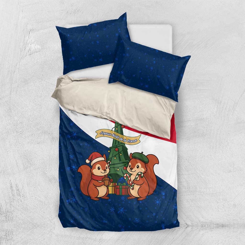France Christmas Bedding Set with Eiffel Tower Chipmunks Candy Canes and Starry Night Design - Wonder Print Shop