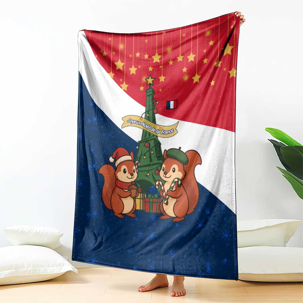France Christmas Blanket with Eiffel Tower Chipmunks Candy Canes and Starry Night Design - Wonder Print Shop