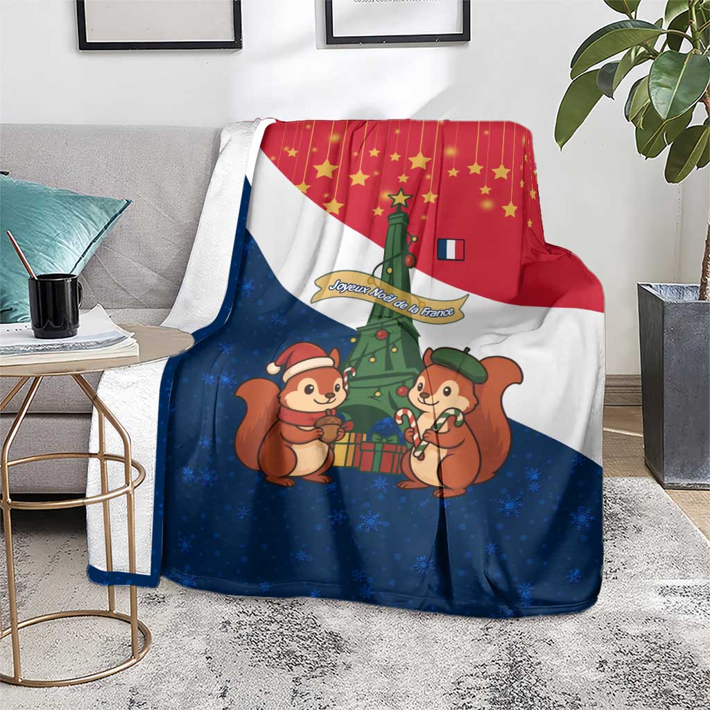 France Christmas Blanket with Eiffel Tower Chipmunks Candy Canes and Starry Night Design - Wonder Print Shop