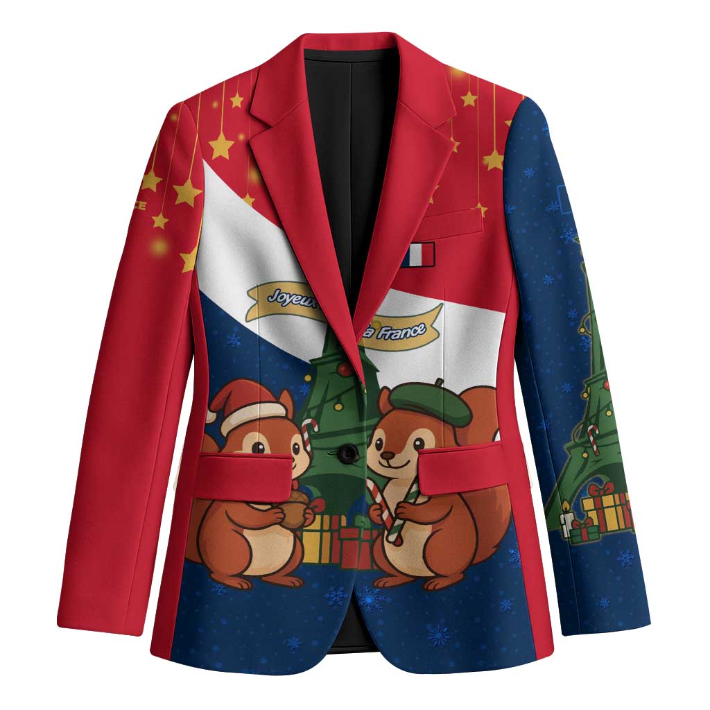 France Christmas Blazer with Eiffel Tower Chipmunks Candy Canes and Starry Night Design - Wonder Print Shop
