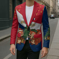 France Christmas Blazer with Eiffel Tower Chipmunks Candy Canes and Starry Night Design - Wonder Print Shop