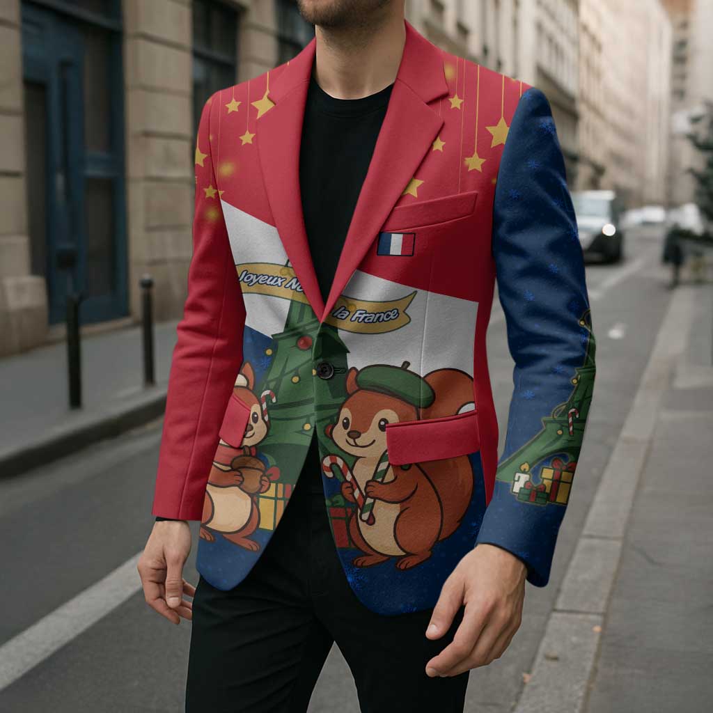 France Christmas Blazer with Eiffel Tower Chipmunks Candy Canes and Starry Night Design - Wonder Print Shop