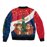 France Christmas Bomber Jacket with Eiffel Tower Chipmunks Candy Canes and Starry Night Design - Wonder Print Shop